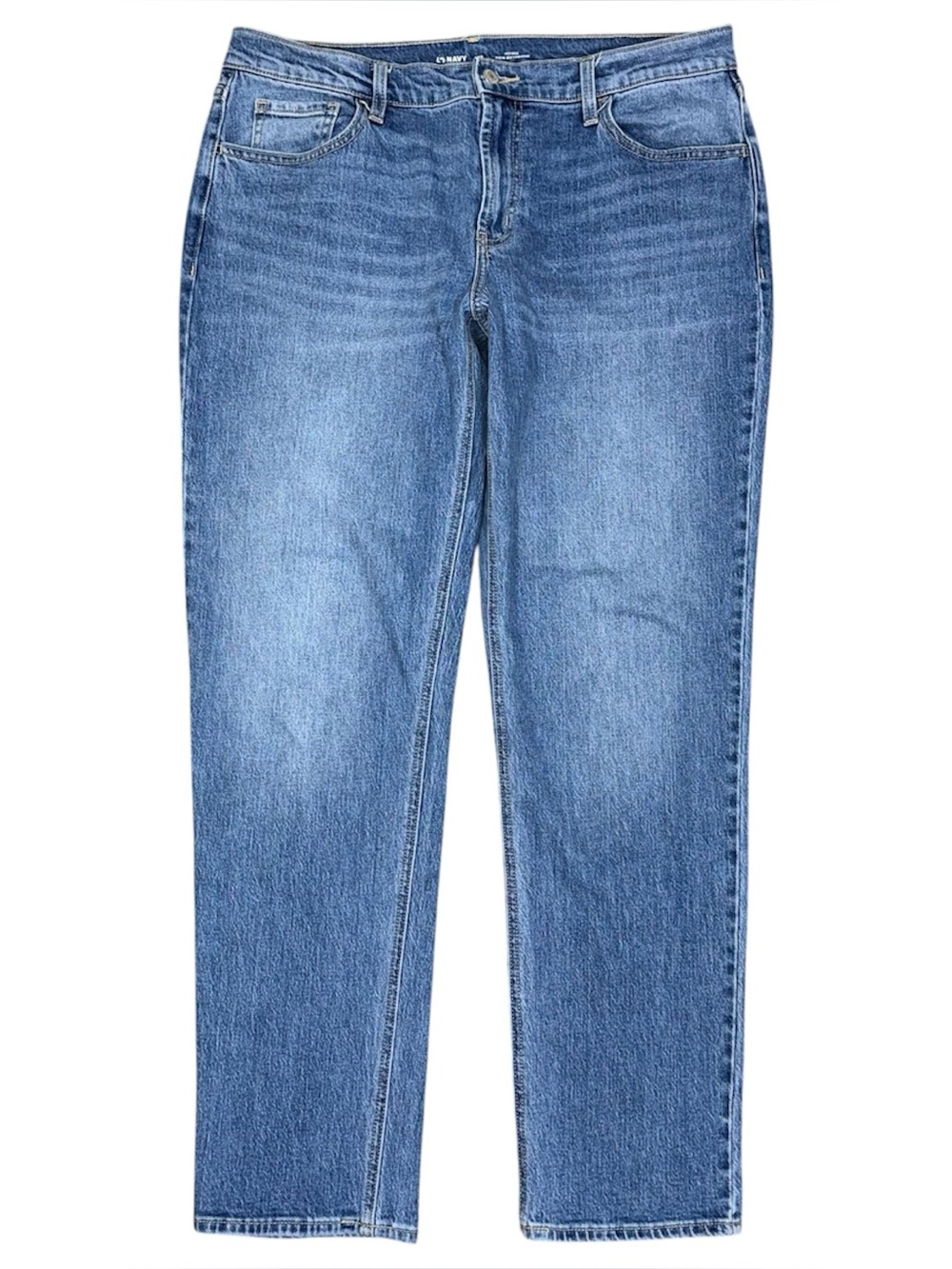 Old Navy Mid Rise Wow Boyfriend Straight Jeans Medium Wash Slouchy Sz 12 Stretch